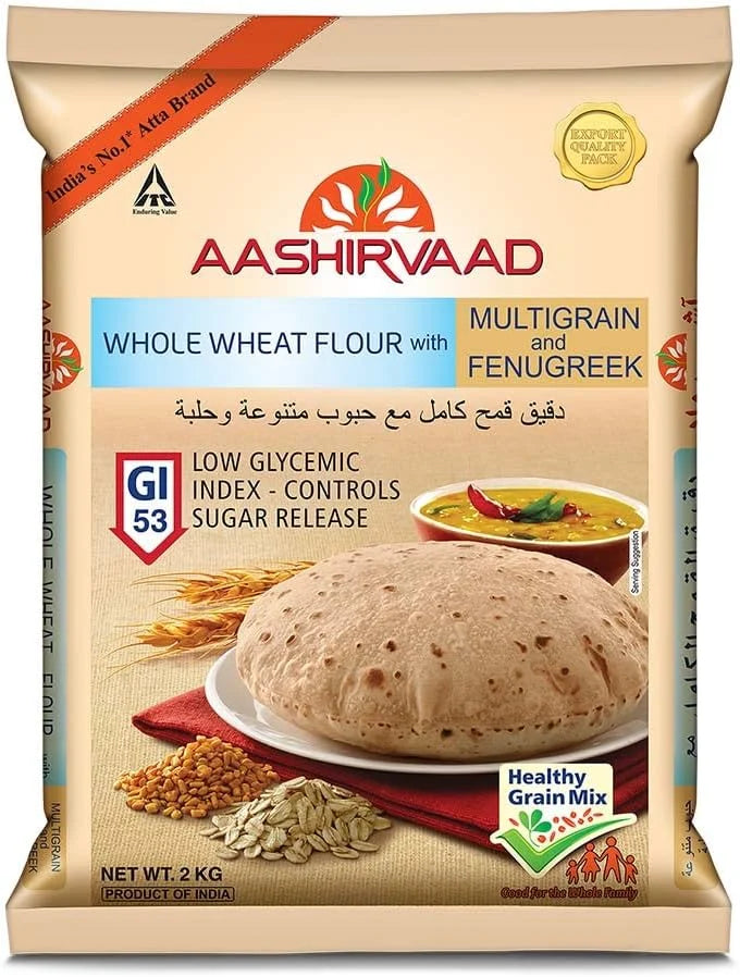 AASHIRVAAD WHOLE WHEAT WITH MULTIGRAINS AND FENUGREEK ATTA 5KG