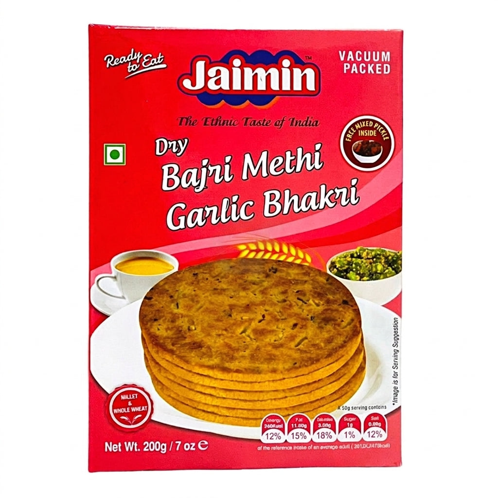 Jaimin Bajri Methi Garlic Bhakri 200g - Flavourful Millet Bhakri